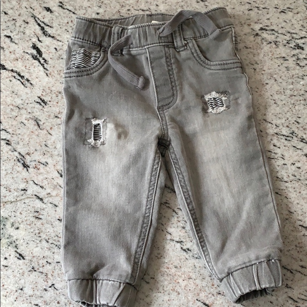 Distressed gray jean 6-9 month pants